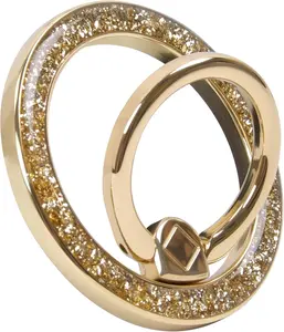 Magnetic Phone Ring for MagSafe Grip [Super Magnet] Gold Twinkle Design Ring Holder Stand, magsafe pop Socket, Mag Safe Accessory for iPhone 17/16/15/14 /13 Pro Max Plus, Gold