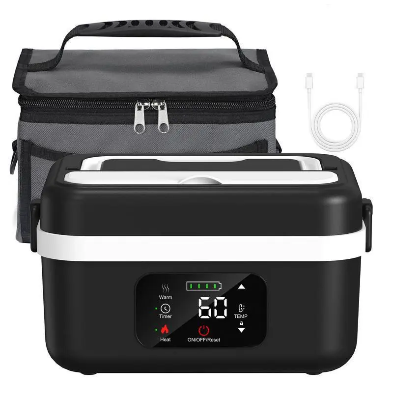 Cordless Heated Lunch Box - Leakproof, Insulated, Non-Toxic Stainless Steel Thermal Tableware Set with Lid, 12000mAh Battery, 220°F Max Warmer, Included Fork, Portable for Office/Car, Dishwasher Safe, Lunch Boxes,home essentials