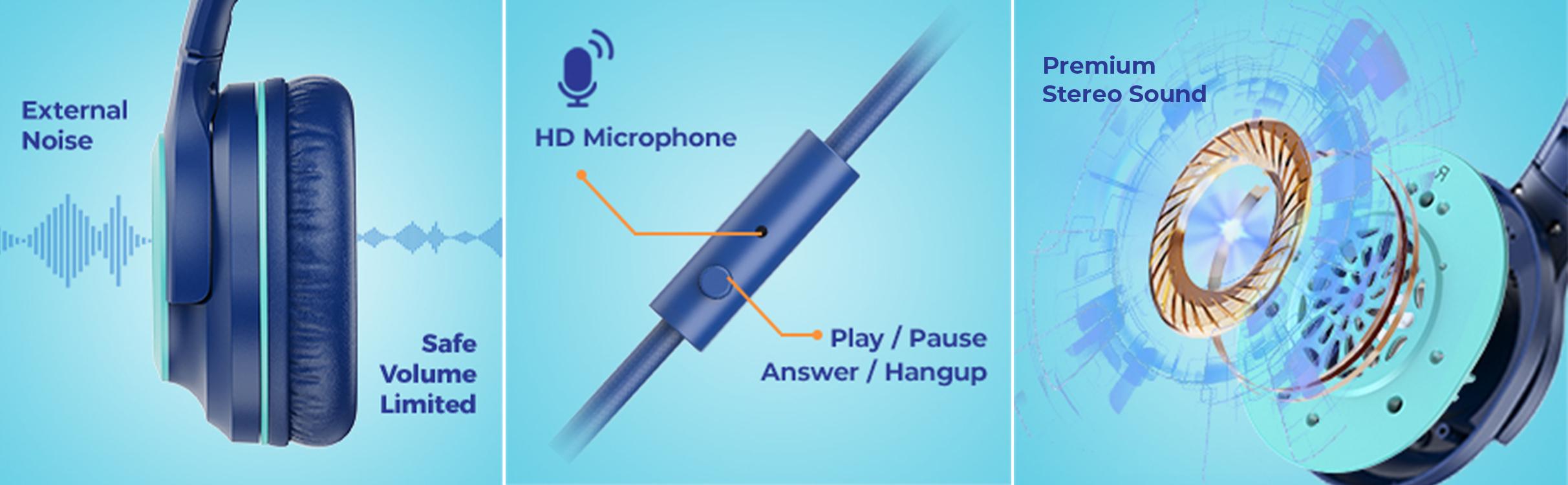 iCleverKids 2-Pack Wired Headphones with Sharing Splitter-HS22 for School Tablet Travel Audio Headset Earbud Electronic