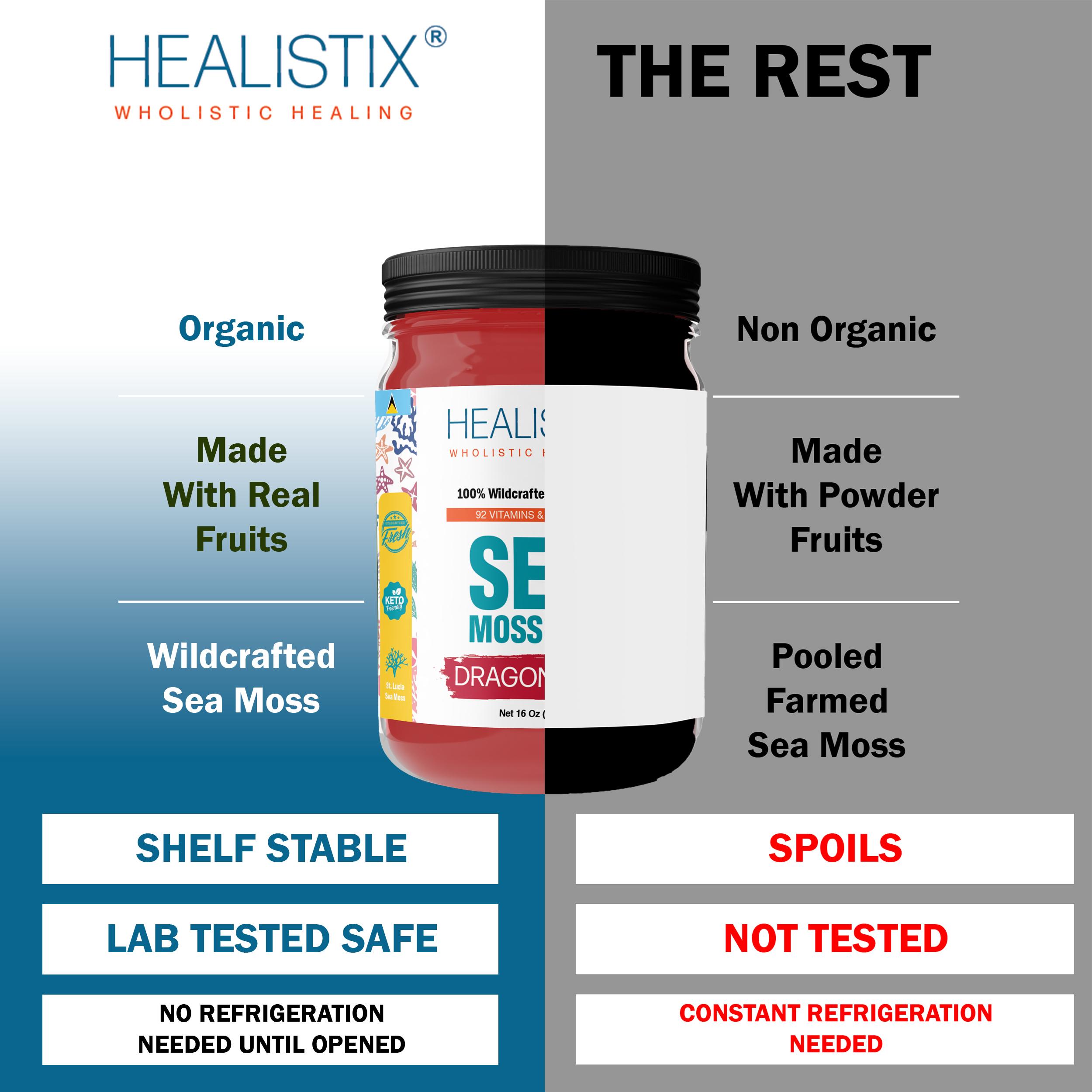 Healistix DragonFruit Irish Sea Moss Gel- St Lucia Wildcrafted Sea moss Gel, Packed with 92 Vitamins - Superfood for Immune Support, Non-GMO, Keto, Vegan