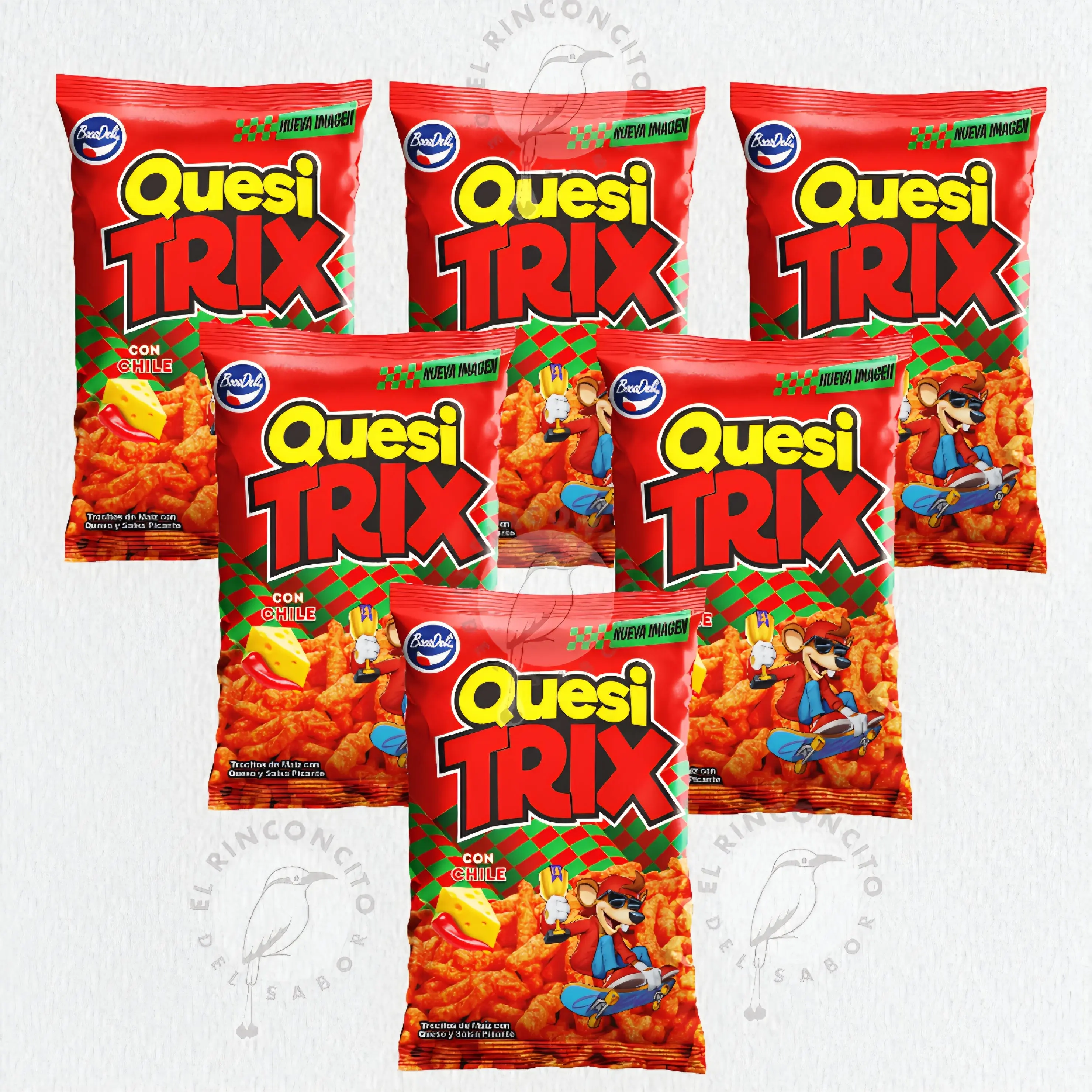 Quesitrix Cheese Snacks - Authentic Salvadoran Chili Flavored, Room Temp 3-Pack Chile Bocadeli Ready-to-Eat Crisps & Puffed Snacks