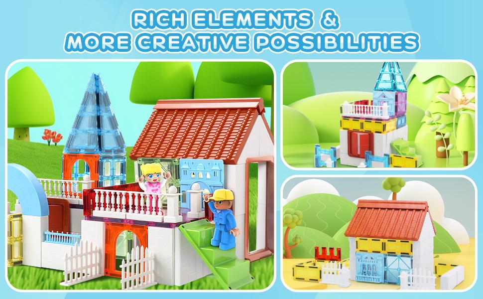 Magnetic Tiles for Kids, Magnet Building Set, Magnet Toys for 3+ Year Old Boys and Girls, Colored Magnetic Tiles Building Blocks (105 PCS),Children's Day gifts, birthday gifts, gifts for kids,  Easter Gifts