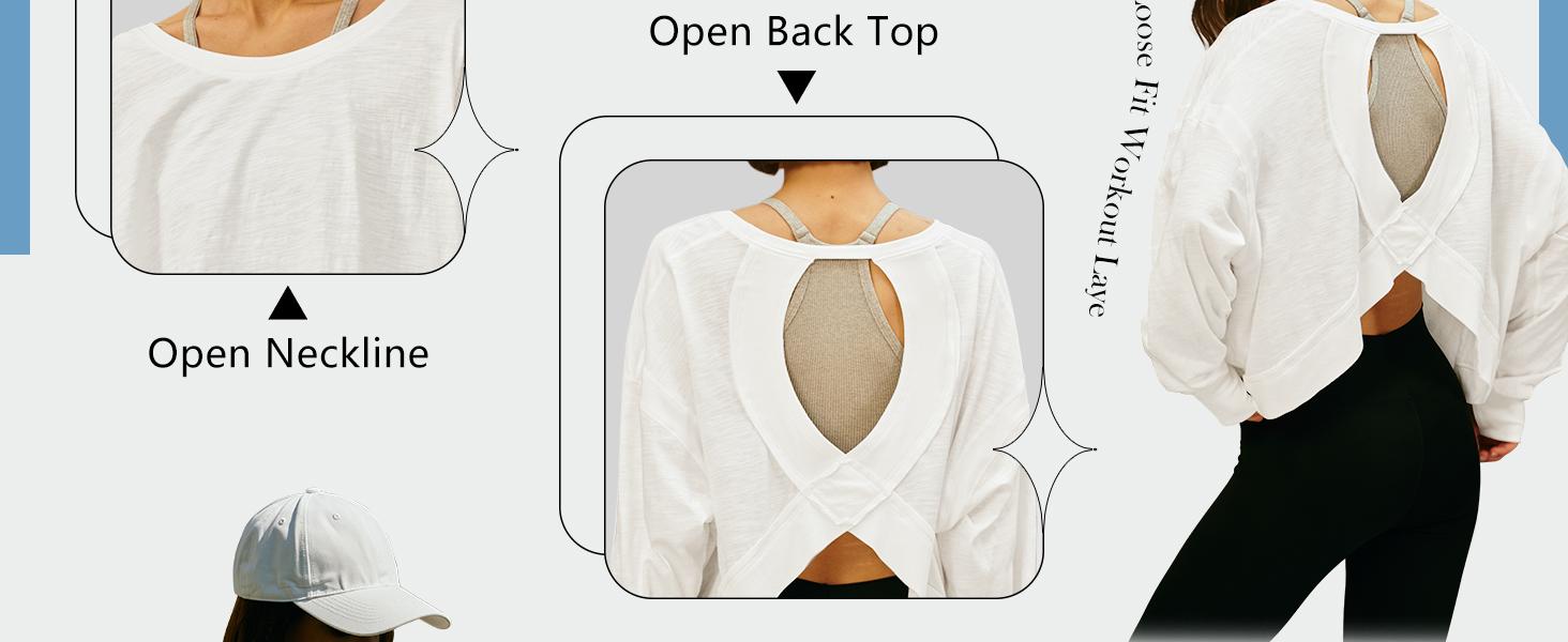 Ommig Womens Open Back Workout Top Long Sleeve Athletic Shirts Casual Crop Running Tee Y2k Yoga Ommig Womens Open Back Workout Top Long Sleeve Athletic Shirts Casual Crop Running Tee Y2k Yoga
