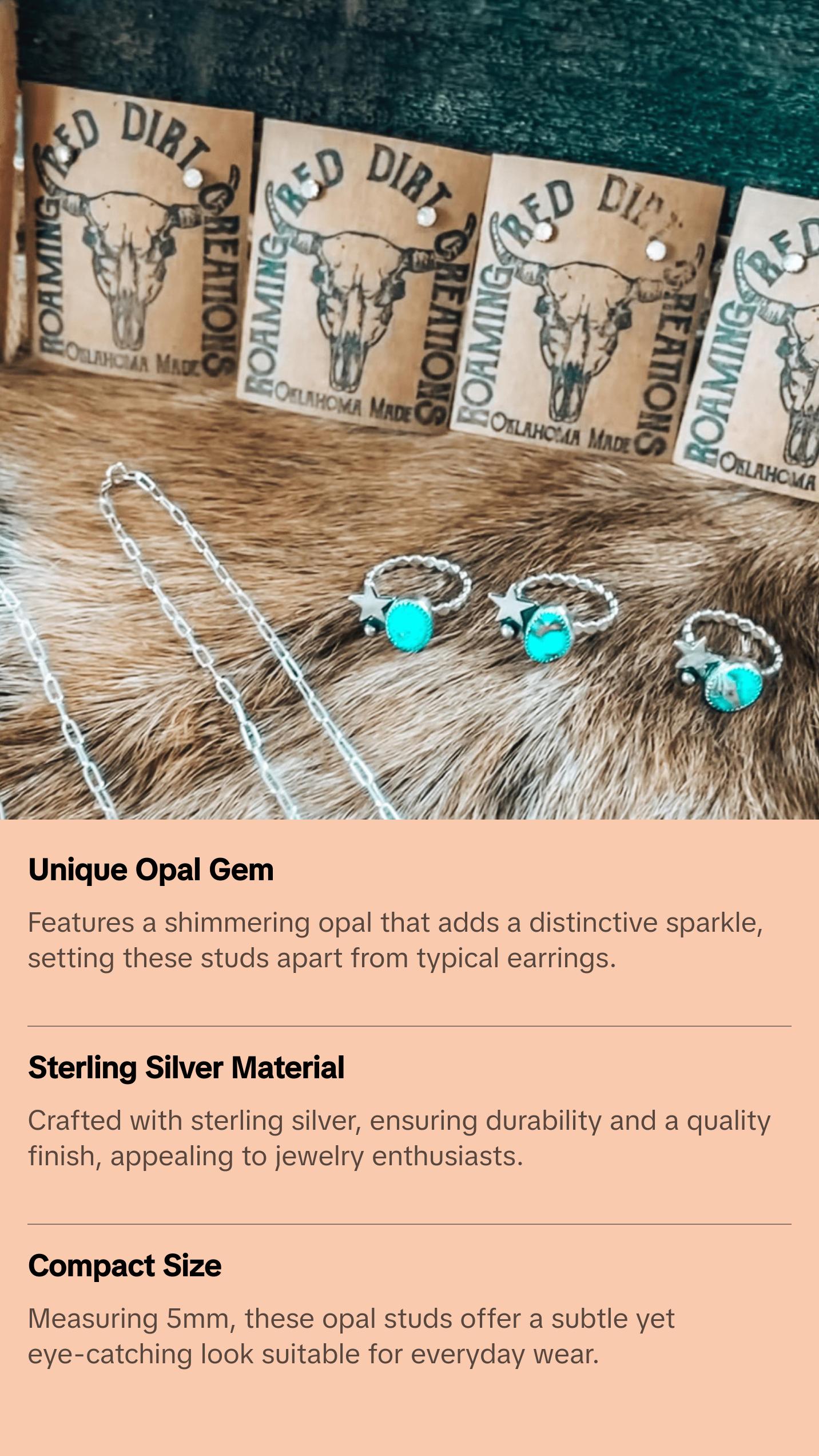 Stud Earrings with Opal Gems by Hey Zoe