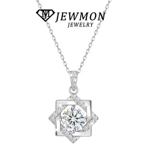 1CT Synthetic Moissanite Round Cut Necklace D Color VVS1 925 Sterling Silver Necklace for Birthday Mothers Day Gifts for Her Women Wife Mom