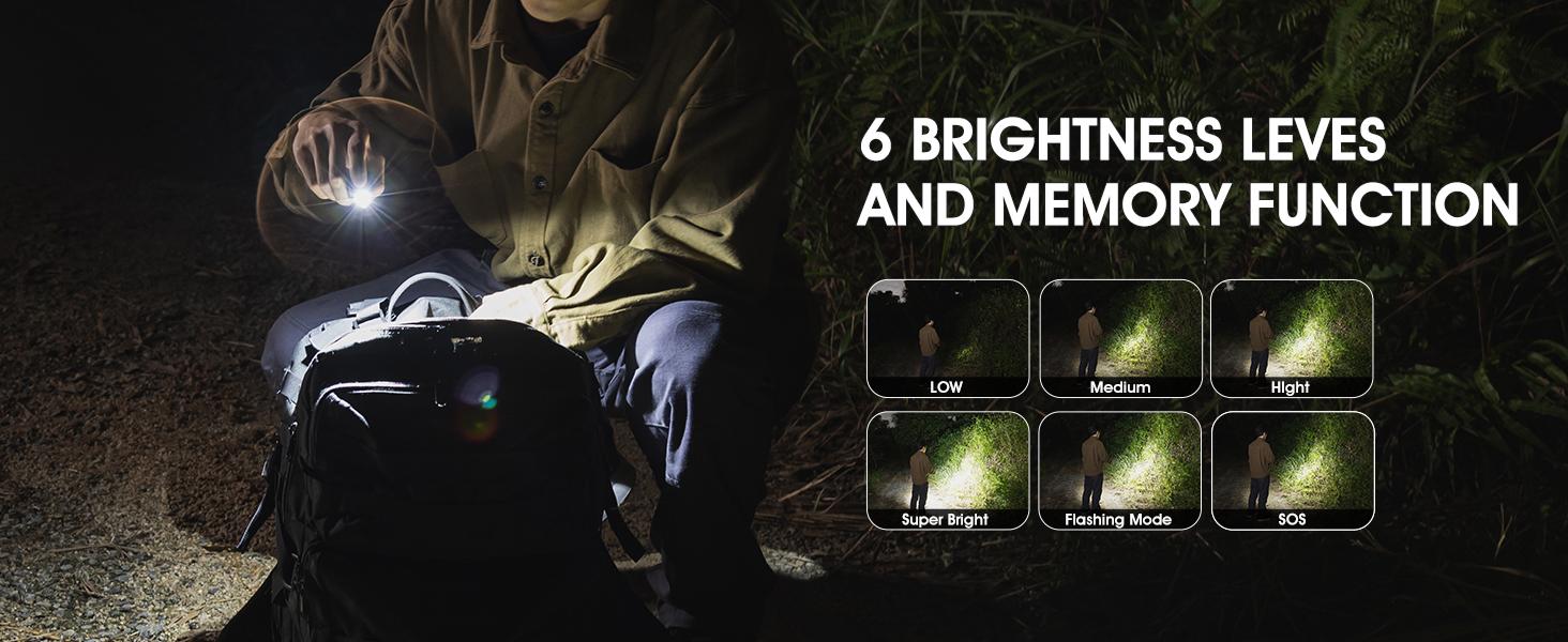 WUBEN E7 1800 Lumens Super Bright Magnetic LED EDC Flashlight - USB-C Rechargeable, IP68 Waterproof, 6 Modes, Ideal for Camping, Hiking, Emergencies