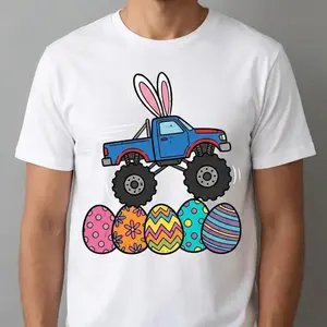 Festive Easter Monster Truck T Shirt for Kids with Happy Easter Eggs Celebration