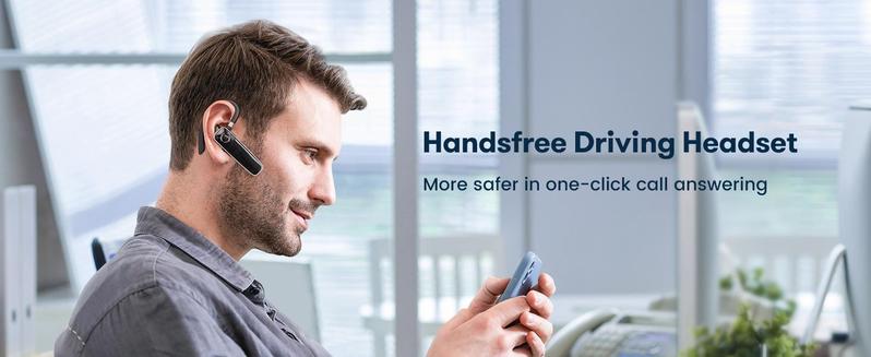 B41 New Bee Trucker Driver Bluetooth Earpiece V5.0 Wireless Handsfree Headset with Microphone 24 Hrs Driving Headset 60 Days Standby Time for iPhone Android Samsung Laptop