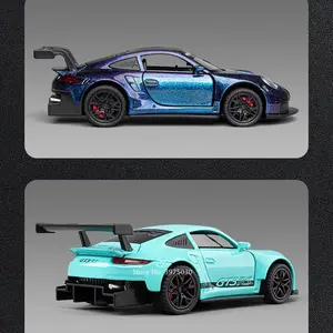 1:32 Alloy Diecast GT3 RS Toys Cars Models Wheel Pull Back 4 Doors Opened Supercar with Light Sound Sports Car Child Adult Gifts JKM