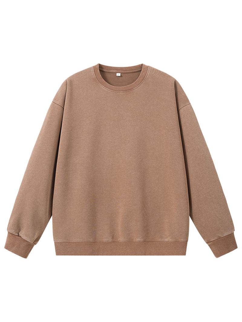 CCCMAI Men's Loose Crewneck Long Sleeve Sweatshirt Vintage Casual Pullover in Multiple Colors Round Neck Top Menswear Plain