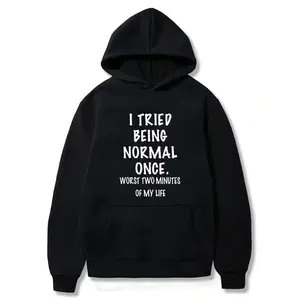 I Tried to Be Normal' Graphic Hoodie - Lightweight Casual Hoodie, Eye-Catching Design - Unique Quirky Style Men's Fashion