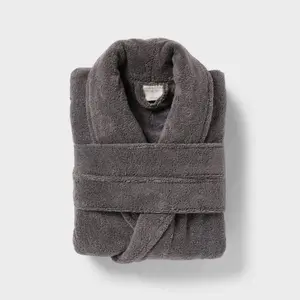S/M Spa Plush Bath Robe Dark Gray - Threshold