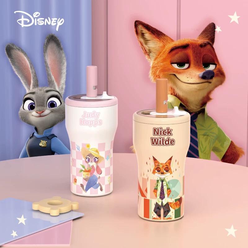 Disney Zootopia 2 Judy Nick Strawberry Bear Stitch Water Bottle Coffee Cup,Steel Straw Tumbler with Straw - 21OZ Leak-Proof Insulated Cup Perfect for Iced Coffee, Smoothies & Travel, 4 Unique Character Designs,Durable for Gym or Outdoors,Travel,Rodeo