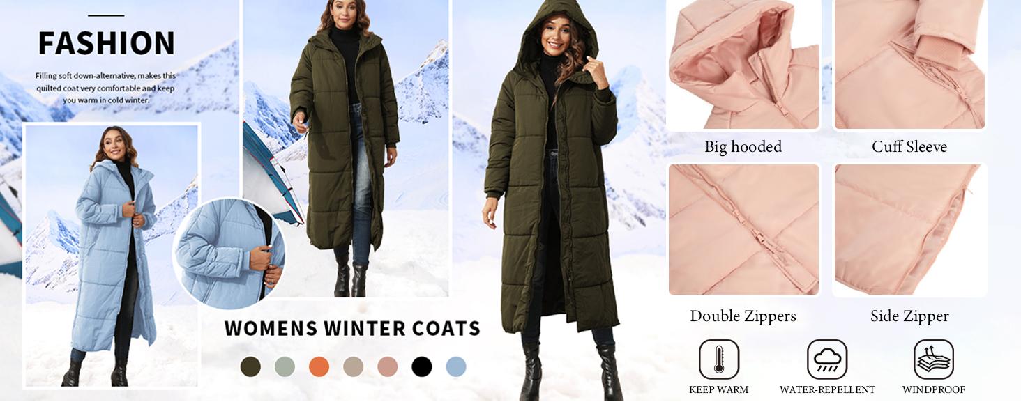Tankaneo Women Long Quilted Coat Hooded Maxi Length Long Sleeve Puffer Jacket Padded Coat Winter Outerwear #Coldweather #TikTokShopHolidayHaul #TikTokShopJumpstartSale