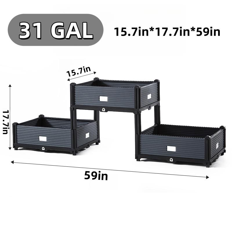 [Gardener's Choice] 3-6 pcs Stackable Raised Garden Beds, Outdoor/Indoor Planters, up to 10 Different Configs Decided by you, Suitable for Flowers/Herbs/Vegetables with Smart Drainage/Water System, Durable Material, Tool-free Installation