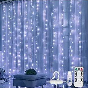 2 Packs 300 LED Curtain String Lights 9.8x9.8ft Waterproof Fairy Lights with 8 Modes & Remote Control Super Bright for Christmas Weddings Parties Bedrooms Walls and Windows