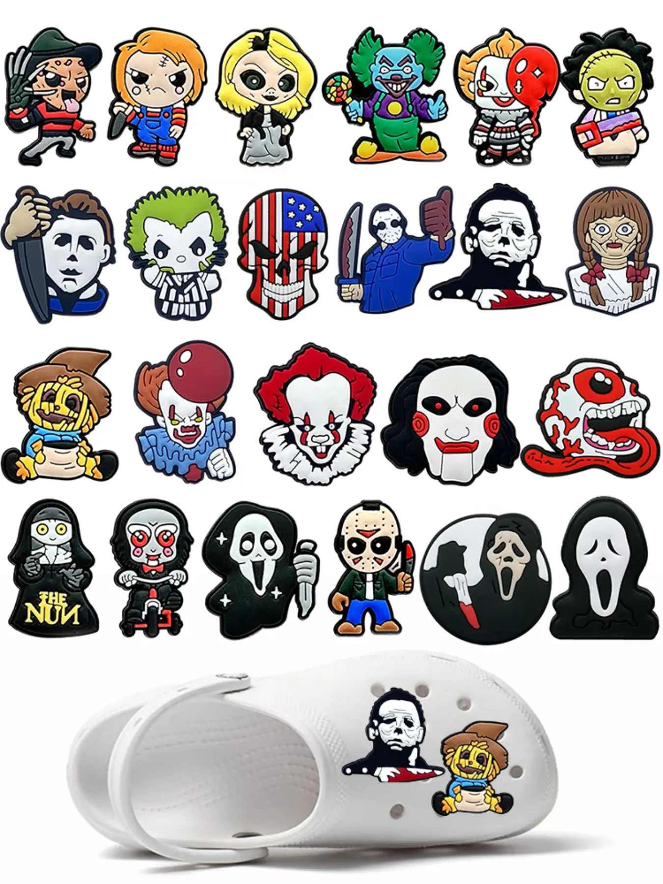 23pcs Cartoon Shoe Charms PVC Decorative Shoe Accessories DIY Shoes Buckle Decorations fit Clog Sandal Wristband Party Kids Gifts Cute Shoe Decorations