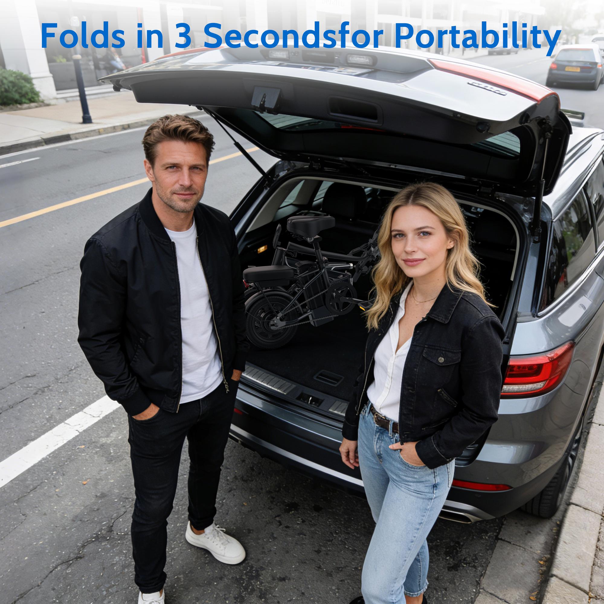 14" Mini E-Bike|500W(Peak 750W) Pure AluminumFrame|22Mph Top Speed |Up to 40 Miles Range Perfectfor Campus Commutes, Grocery Runs, or Leisure Rides NoMore Sweating - Electric Assist for Smooth Hills & LongDistances!