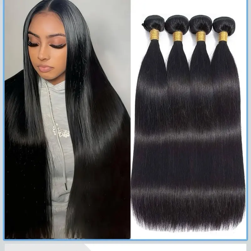 12A Human Hair Bundles 12 14 16 Inch Straight Bundles Human  display picture 3
