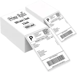 4” x 6” Fanfold Direct Thermal Shipping Labels – 1000 Labels (500 per Stack, 2 Stacks) Water & Oil Resistant, Strong Adhesive – Compatible with Rollo, MUNBYN & Zebra Printers