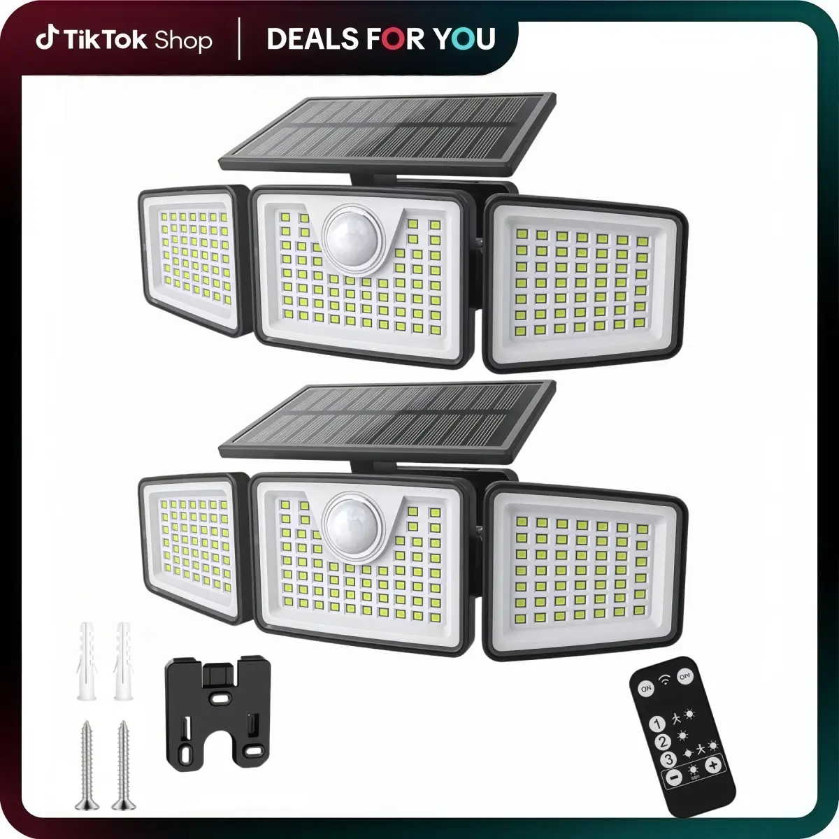 2-Pack 3-Head Solar Outdoor LED Security Lights, 2500LM Motion Sensor Spotlights, 270° Wide-Angle, IP65 Waterproof for Garage, LED Solar Outdoor Fixtures, Led Lights, Solar Outdoor Lights