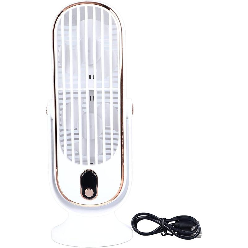 CHEOTIME Table Tower Fan, Portable USB Desk Fan 5 Gears Desktop Fans Quiet Small Personal Fan Brushless Motor Tower Fan Cooling Fan for Car Home Bedroom(White)