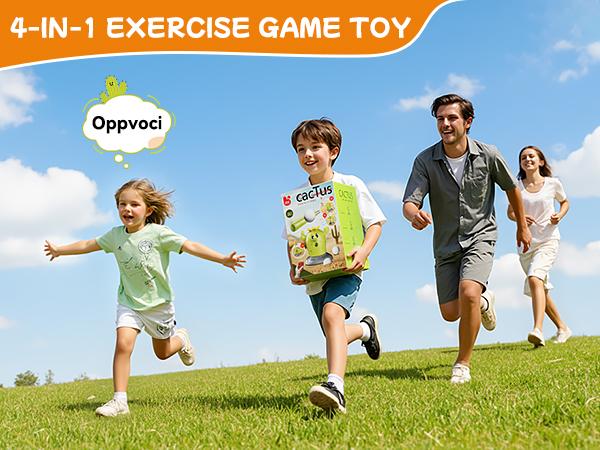 Borledor 4-in-1 Remote Control Cactus Toy Set - Musical Bouncing Game with Ring Toss, Baseball, and Rocket Launcher, Perfect for Thanksgiving Family Fun, Active Play Indoors and Outdoors for Ages 3 and Up