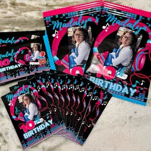 TikTok Music theme Custom Birthday Party Favor Chip Bag Wrappers | Personalized Snack Labels Made to Order