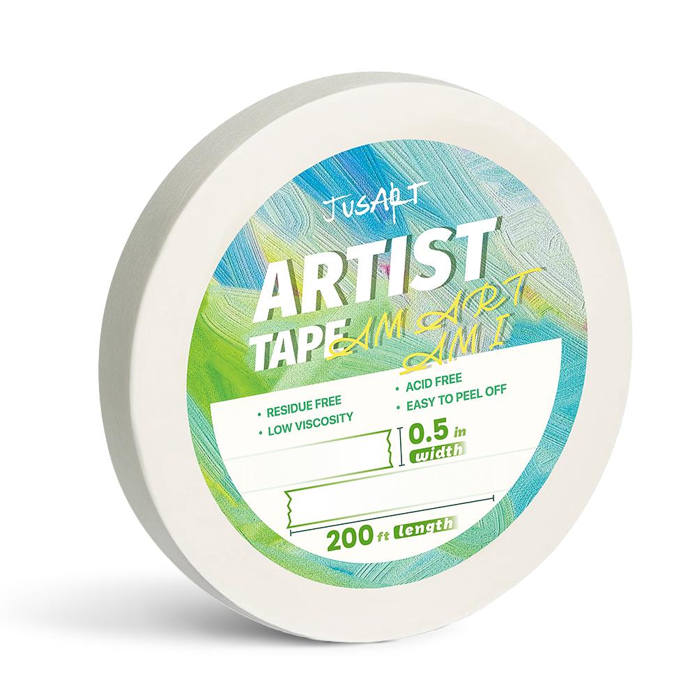 JusArt Artist Tape for Watercolor Paper, 0.5/1 inch Wide Total 200/600FT Long, White Art Tape for Masking, Framing, Painting, Acid Free, Low Tack