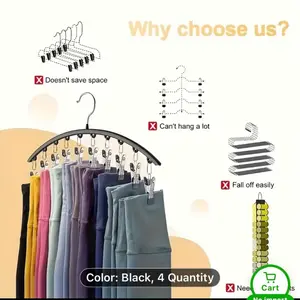6pcs/4pcs/2pcs/1pc, Space-Saving Stainless Steel Hanger With 10 Clips- Easy Install, Clothes Hangers For Cars Wall-Mounted Organizer For Yoga Pants, Leggings& Socks