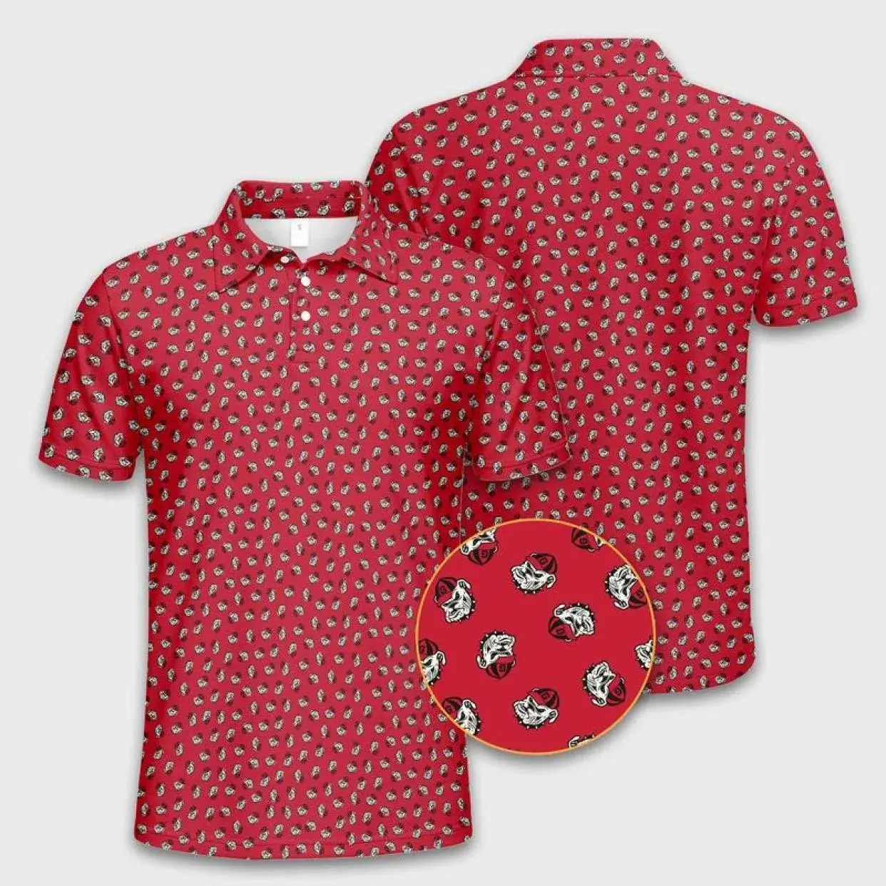 Vintage Bulldog Head Red Lightweight Polo Shirt Breathable Athletic Fit Designed for Comfortable Everyday Use