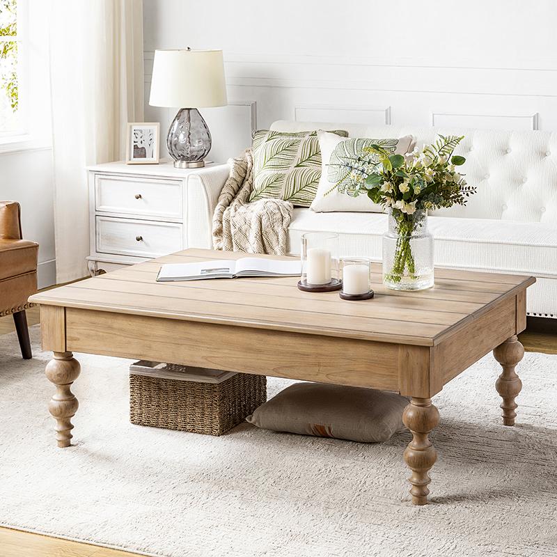 Hulala Cynthia Lift Top 4 Legs Coffee Table with Storage, traditional and farmhouse, traditional, rustic and distressed finish, elegant spindle legs, pop-up mechanism, Solid Rubber Wood Legs, ample storage space, Coastal, French Country and Lodge Style