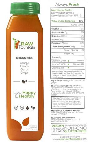 Juice Cleanse Detox by RAW Fountain w/ Coconut, All Natural Cold Pressed Juices, Great Way to Reset Digestion System, 3, 5 and 7 Day, 12oz Bottles