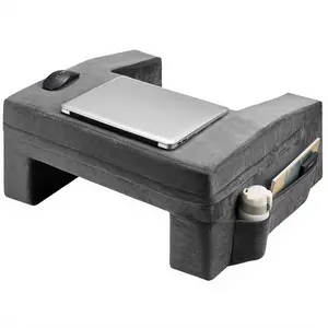 VEVOR Reading Pillow,  Lap Desk Pillow with Washable Cloth, Large Bed Pillow with 2 Pockets and Cup Holder, Memory Foam Bed Rest for Reading, Gaming, Resting, Working, Grey