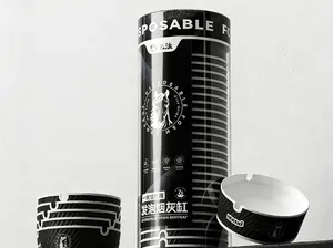 Disposable Ashtray 25-Pack, Portable & Eco-Friendly Paper Ashtrays with Deodorizing Smokeless Gel, for Indoor Outdoor Use, Travel, Car Cup Holder, Parties and Camping-black