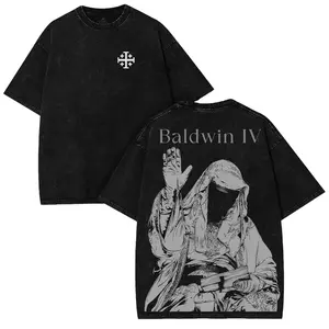 Baldwin IV Washed Shirt: Vintage Historical Streetwear – The Leper King of Jerusalem & Crusader Cross