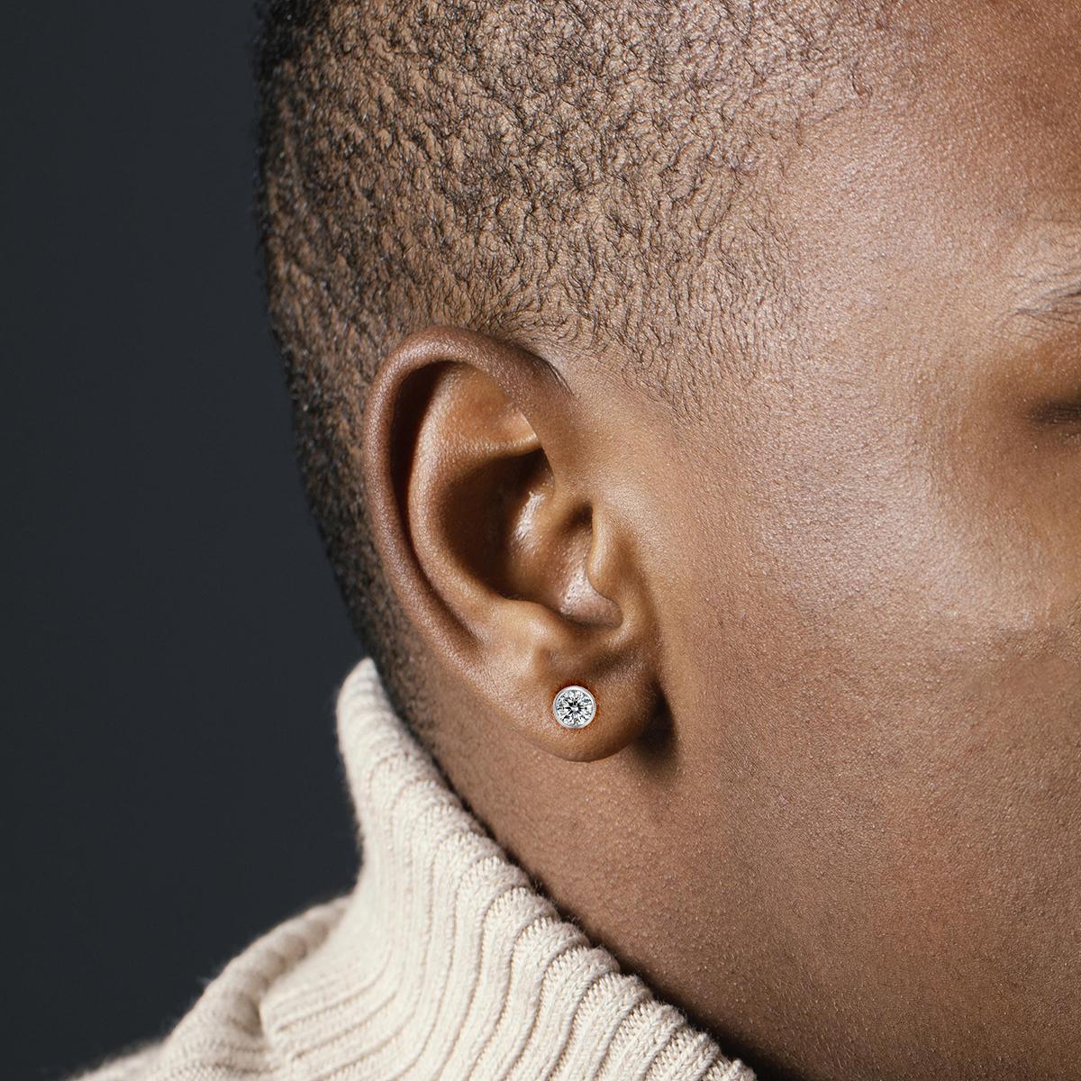 Delzzad Bling Bezel  Bubble Stud Earrings Synthetic Moissanite S925 Earring Jewelry Perfect Birthday Engagement Anniversary Dating Christmas Gift for Men Women Wedding Set