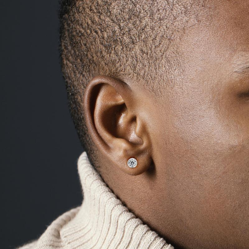 Delzzad Bling Bezel  Bubble Stud Earrings Synthetic Moissanite S925 Earring Jewelry Perfect Birthday Engagement Anniversary Dating Christmas Gift for Men Women Wedding Set