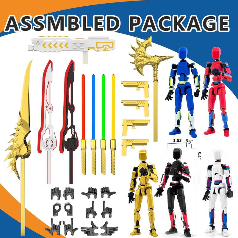 1pc/5-Pack T13 Action Figure Already Assembled, Multi-Colored Titan 13 Action Figure Set Dummy with Laser Saber 3D Printed T 13 Lucky 13 Robo 13 Nova 13 Action Figures, Figura de acción t13