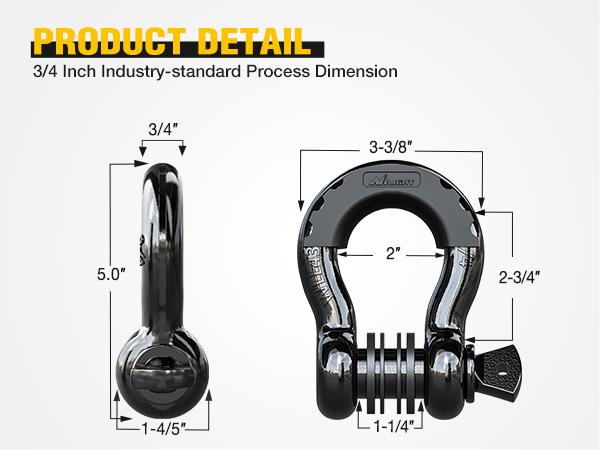 Nilight 2 Pack 3/4" D-Ring Shackle 4.75 Ton (9500 Lbs) Capacity with 7/8" Pin Heavy Duty Off Road Recovery Shackle with Isolators & Washer Kit for Jeep Truck Vehicle , Black Tree Savers Tow Strap Tow Hook Trailers Snatch Blocks Car Accessories Nilight 2 Pack 3/4" D-Ring Shackle 4.75 Ton (9500 Lbs) Capacity with 7/8" Pin Heavy Duty Off Road Recovery Shackle with Isolators & Washer Kit for Jeep Truck Vehicle , Black Tree Savers Tow Strap Tow Hook Trailers Snatch Blocks Car Accessories