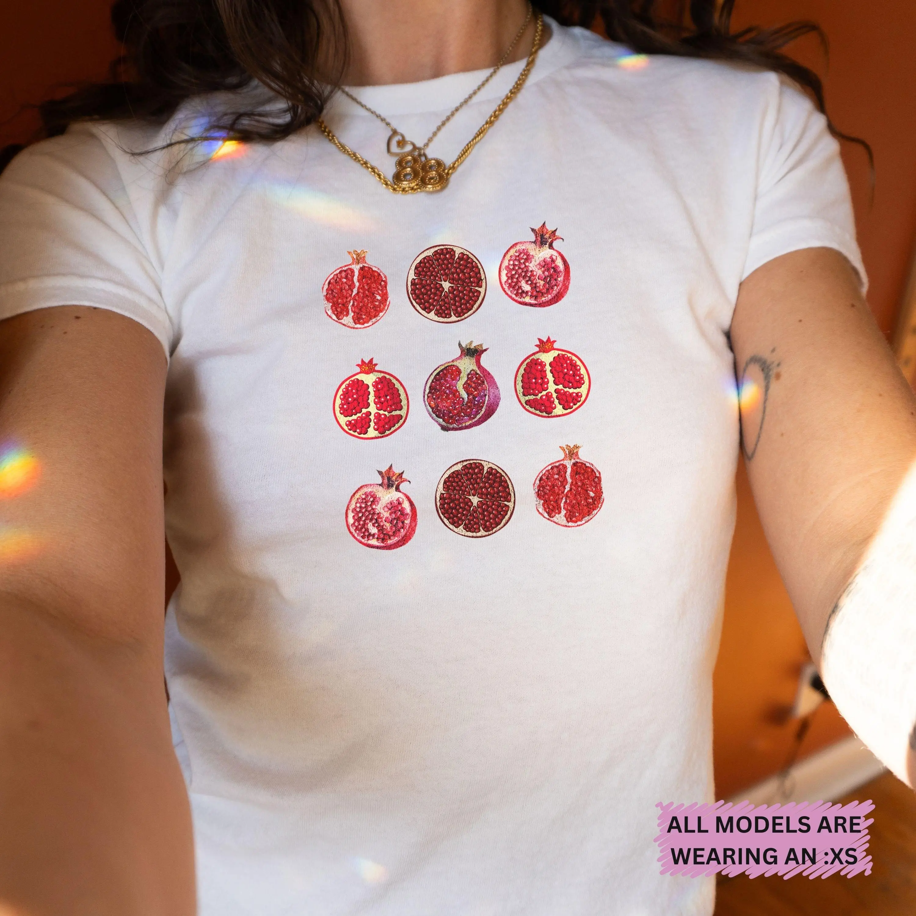 Pomegranate Y2k Baby Tee Shirt Baby Tee Y2k Shirt For Women Cute Baby Tee Crop Top Shirt Downtown Girl Aesthetic Pomegranate Shirt