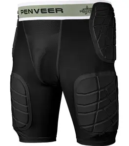 Penveer 5.0 Adult Football Girdle for Men with Cup Pocket - Padded Compression Shorts with Integrated Hip, Thigh & Tailbone Pads for Maximum Protection (Black)
