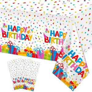 3-Pack Disposable Plastic Birthday Tablecloths, 54x108" Waterproof Covers for Party Decor