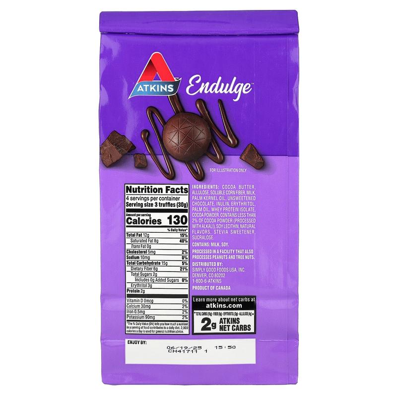 Atkins Endulge™, Truffles, Milk Chocolate, 12 Count, 0.35 oz (10 g) Each