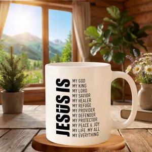 Jesus My Everything 11oz Mug, Christian Faith Quote Design, Inspirational Bible Verse Ceramic Coffee Cup, Religious Gift for Believers
