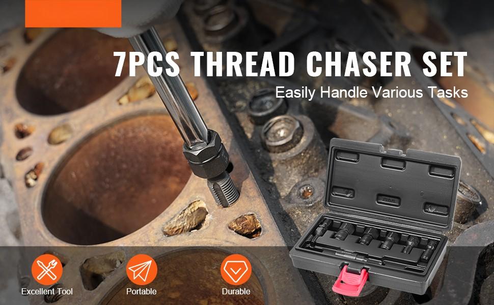7-Piece Thread Chaser Set Metric Thread Restorer Tools For Automotive ...