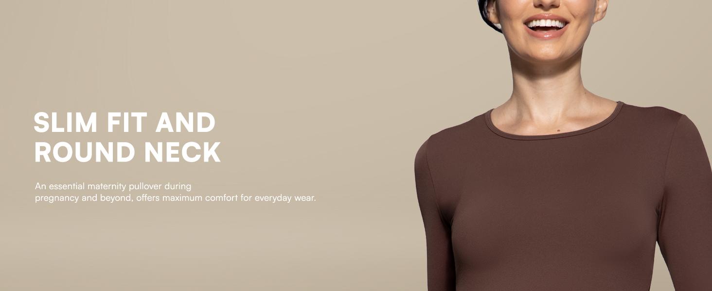 POSHDIVAH Women's Maternity Long Sleeve T Shirts Scoop Neck Pregnancy Tee Top Mama Clothes maternity top