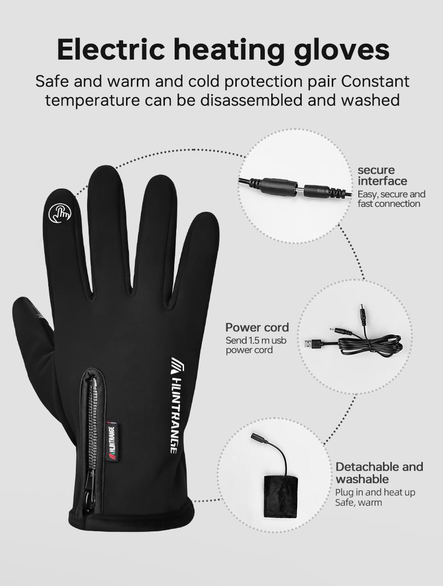 USB Heated Gloves Winter Waterproof Touch Screen Ski Gloves Rechargeable Heated Snowboard Motorcycle Bicycle Warm Gloves