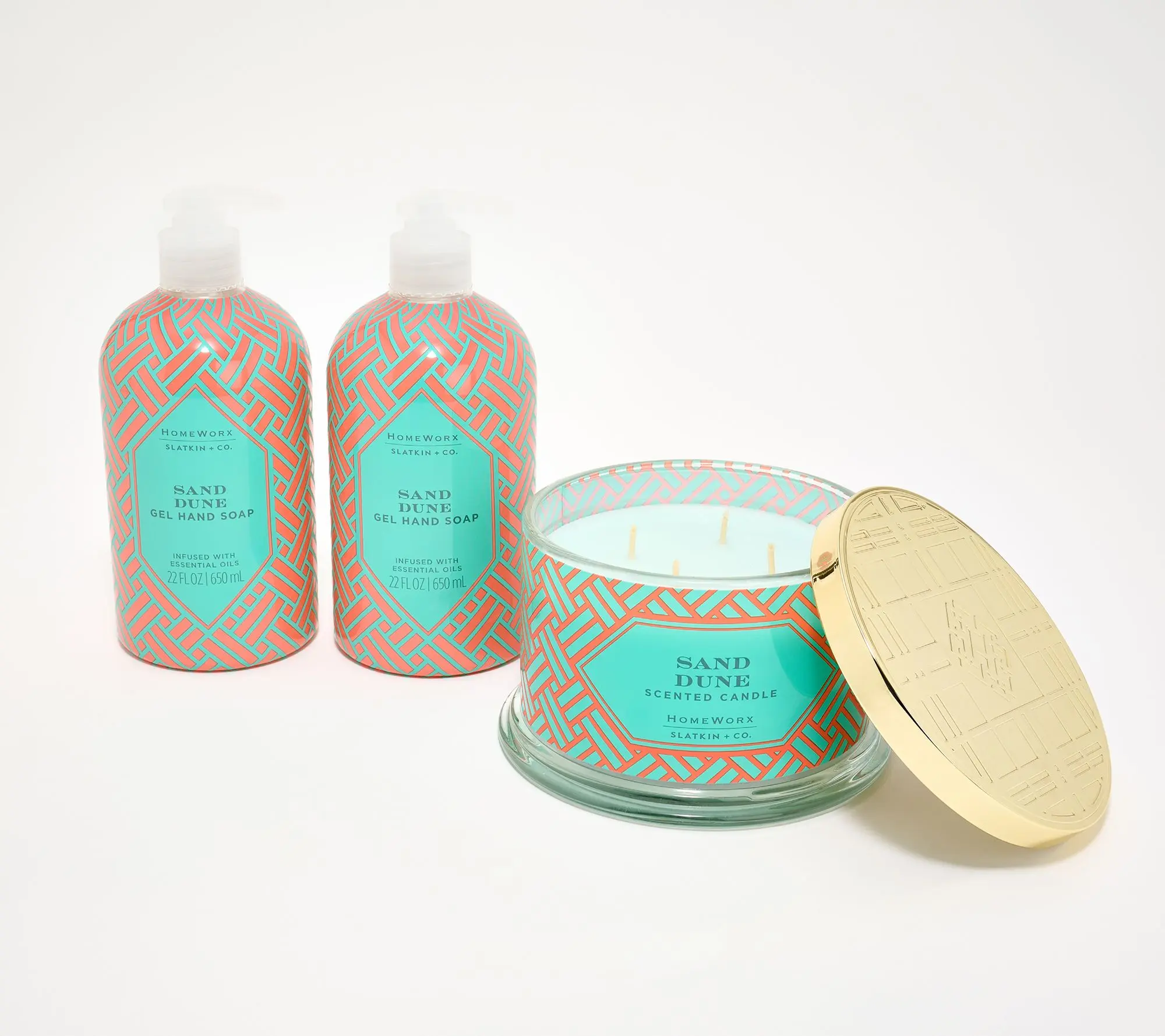 HomeWorx 18oz Candle & S/2 22oz Soaps Sand Dune