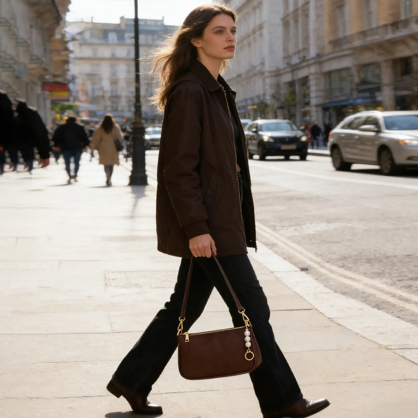 Travistar Embossed Leather Top Handle Satchel – Small Crossbody